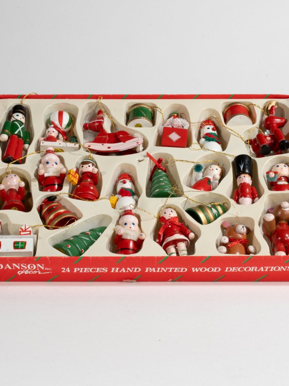 Danson Decor Vintage Mini Wooden Christmas Ornaments, Set of 24
